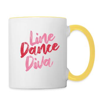 Linedance Diva - Linedancing Countrymusic - Tasse zweifarbig - Weiß/Gelb - Rechts