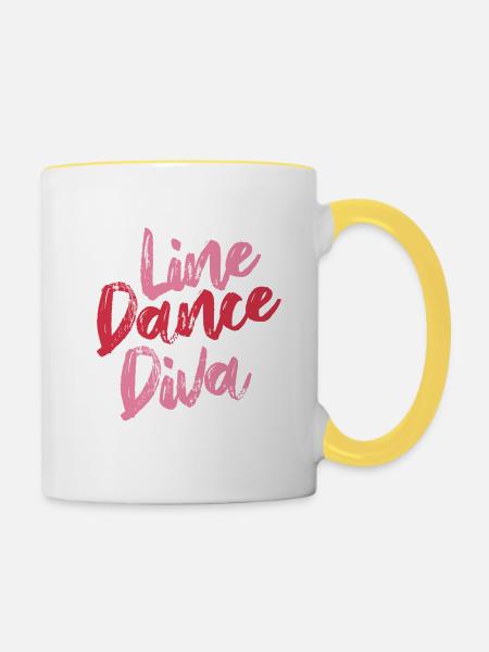 Linedance Diva - Linedancing Countrymusic - Tasse zweifarbig - Weiß/Gelb