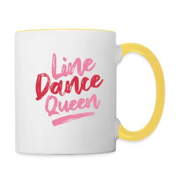 Linedance Queen - Linedancing Countrymusic - Tasse zweifarbig - Weiß/Gelb - Rechts
