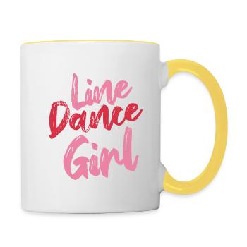 Linedance Girl - Linedancing Countrymusic - Tasse zweifarbig - Weiß/Gelb - Rechts