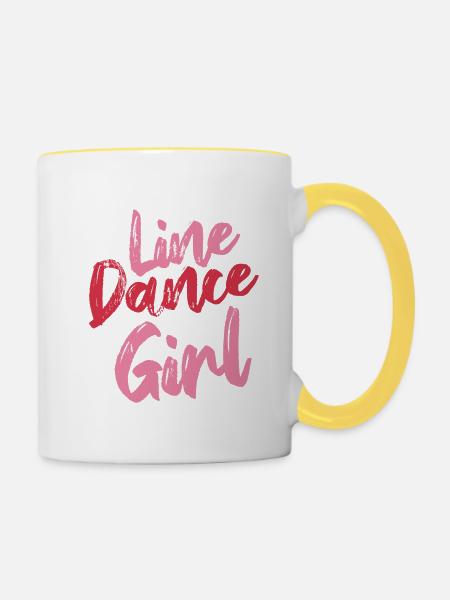 Linedance Girl - Linedancing Country Music - Mug contrasté - blanc/jaune
