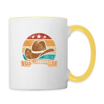 Linedance - Neue Wand - Country Fan - Geschenk - Tasse zweifarbig - Weiß/Gelb - Rechts
