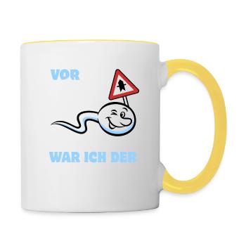 Vor 66 Jahren war ich der Schnellste - Geschenk - Tasse zweifarbig - Weiß/Gelb - Rechts