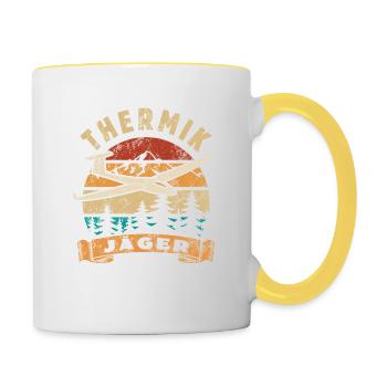 Segelflieger - Thermik Jäger - Segelflug Spruch - Tasse zweifarbig - Weiß/Gelb - Rechts