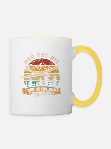 Der tut nix der sucht nur Thermik Segelflug Spruch - Tasse zweifarbig - Weiß/Gelb