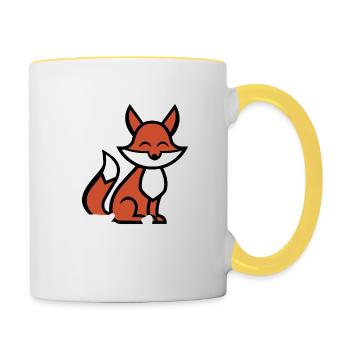 Bin halt ein Fuchs - schlau und clever - für Jungs - Tasse zweifarbig - Weiß/Gelb - Rechts