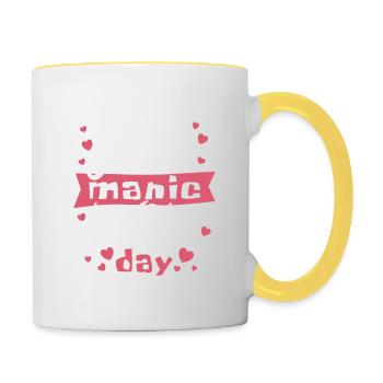 Just another manic Mom Day - pun - Contrasting Mug - white/yellow - Right