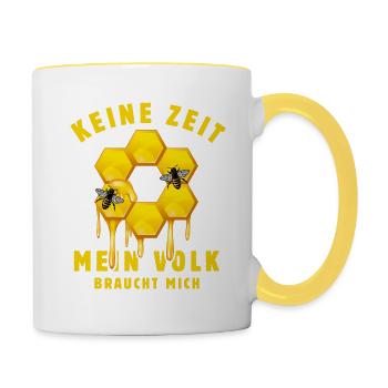 Keine Zeit, mein Volk braucht mich - Bienen Imker - Tasse zweifarbig - Weiß/Gelb - Rechts