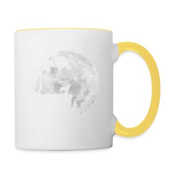 Vollmond - Nacht - Pinscher Hund Silhouette - Tasse zweifarbig - Weiß/Gelb - Rechts