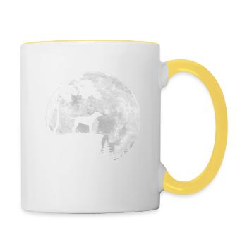 Vollmond - Nacht - Weimaraner Hund Silhouette - Tasse zweifarbig - Weiß/Gelb - Rechts