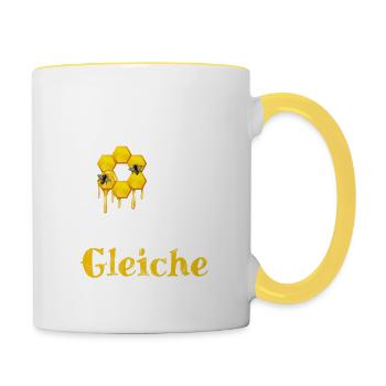 Glück kann man nicht kaufen - aber Honig - Tasse zweifarbig - Weiß/Gelb - Rechts