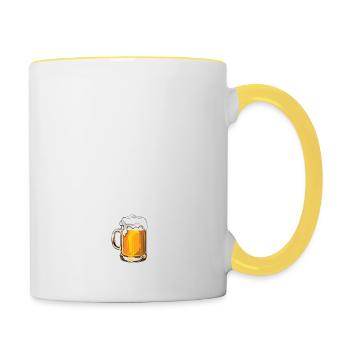 Wie geht es dir - Biertrinker - Männertag - Tasse zweifarbig - Weiß/Gelb - Rechts
