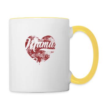 Nur die besten Mamas werden zur Oma befördert - Tasse zweifarbig - Weiß/Gelb - Rechts