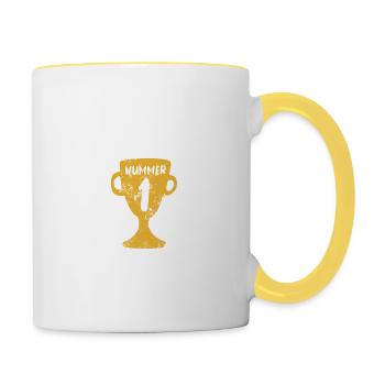 Bester Papa der Welt - Nummer Eins - Männertag - Tasse zweifarbig - Weiß/Gelb - Rechts