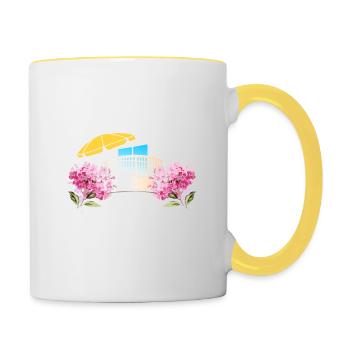 Urlaub auf Balkonien - Blütenmeer - Haustralien - Tasse zweifarbig - Weiß/Gelb - Rechts