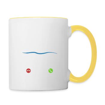 Das Meer ruft an - ich muss los - Spruch - Tasse zweifarbig - Weiß/Gelb - Rechts