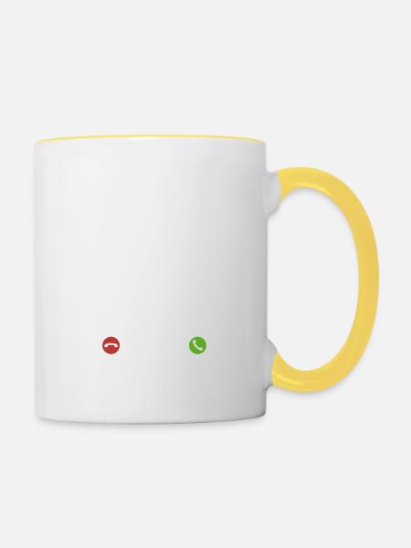 Mein Segelflugzeug ruft an - ich muss los - Spruch - Tasse zweifarbig - Weiß/Gelb