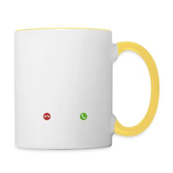 Mein Panzer ruft an - ich muss los - Spruch - Tasse zweifarbig - Weiß/Gelb - Rechts