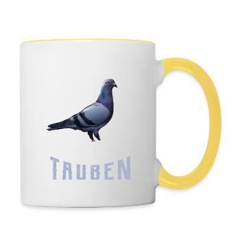 Coole Opas züchten Tauben - Taubenzüchter - Tasse zweifarbig - Weiß/Gelb - Rechts