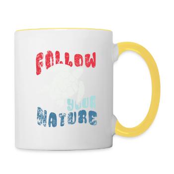 Suivez votre nature - Sea Turtle - Mug contrasté - blanc/jaune - Droite