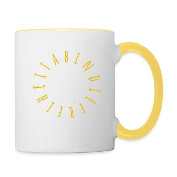 Ab in die Freiheit - Abitur Abi - Sonne - Tasse zweifarbig - Weiß/Gelb - Rechts