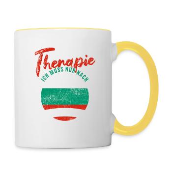 Ich brauche keine Therapie ich muss nach Bulgarien - Tasse zweifarbig - Weiß/Gelb - Rechts