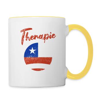 Ich brauche keine Therapie ich muss nach Chile - Tasse zweifarbig - Weiß/Gelb - Rechts