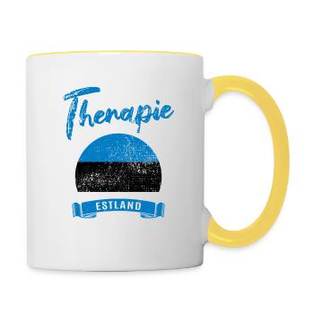 Ich brauche keine Therapie ich muss nach Estland - Tasse zweifarbig - Weiß/Gelb - Rechts