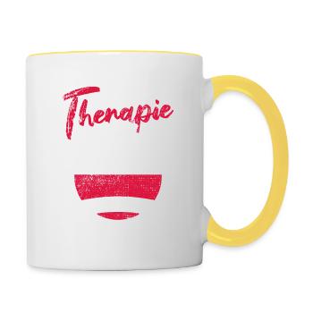 Ich brauche keine Therapie ich muss nach Polen - Tasse zweifarbig - Weiß/Gelb - Rechts