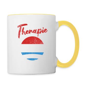 Ich brauche keine Therapie ich muss nach Luxemburg - Tasse zweifarbig - Weiß/Gelb - Rechts