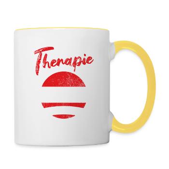 Ich brauch keine Therapie ich muss nach Österreich - Tasse zweifarbig - Weiß/Gelb - Rechts