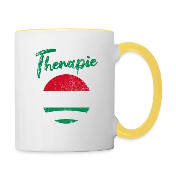Ich brauch keine Therapie ich muss nur nach Ungarn - Tasse zweifarbig - Weiß/Gelb - Rechts