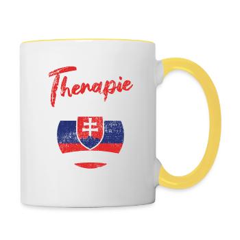 Ich brauch keine Therapie ich muss in die Slowakei - Tasse zweifarbig - Weiß/Gelb - Rechts