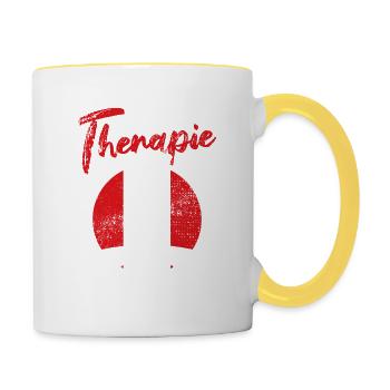 Ich brauche keine Therapie ich muss nach Peru - Tasse zweifarbig - Weiß/Gelb - Rechts