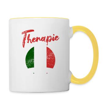 Ich brauche keine Therapie ich muss nach Italien - Tasse zweifarbig - Weiß/Gelb - Rechts