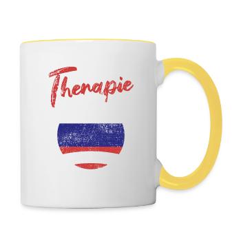 Ich brauche keine Therapie ich muss nach Russland - Tasse zweifarbig - Weiß/Gelb - Rechts