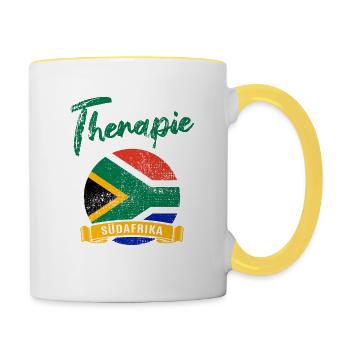 Ich brauche keine Therapie ich muss nach Südafrika - Tasse zweifarbig - Weiß/Gelb - Rechts