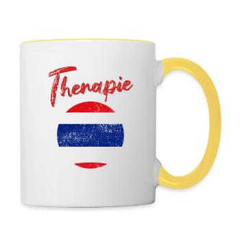 Ich brauche keine Therapie ich muss nach Thailand - Tasse zweifarbig - Weiß/Gelb - Rechts
