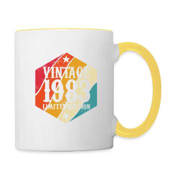 Vintage 1983 Limited Edition - Geschenk - Tasse zweifarbig - Weiß/Gelb - Rechts