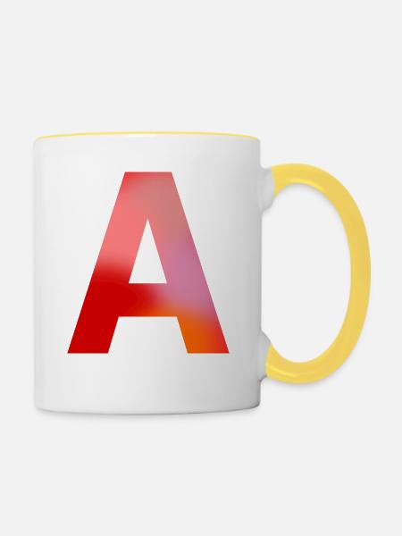 Buchstabe A - Tasse zweifarbig - Weiß/Gelb