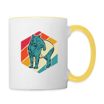 Tapir Vintage Retro - Cadeau - Mug contrasté - blanc/jaune - Droite