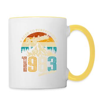 Original 1983 Limited Edition - Geschenk - Tasse zweifarbig - Weiß/Gelb - Rechts