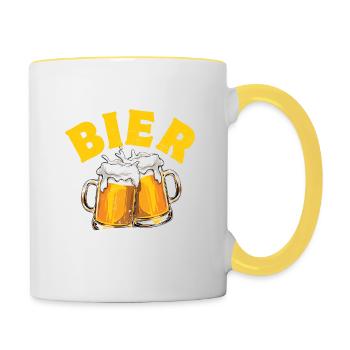 Bier geht immer - Spruch - Tasse zweifarbig - Weiß/Gelb - Rechts
