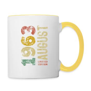 Limited Edition August 1963 Geburtstag - Geschenk - Tasse zweifarbig - Weiß/Gelb - Rechts