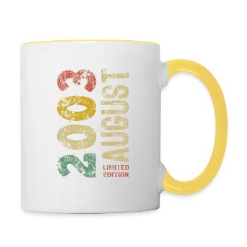 Limited Edition August 2003 Geburtstag - Geschenk - Tasse zweifarbig - Weiß/Gelb - Rechts