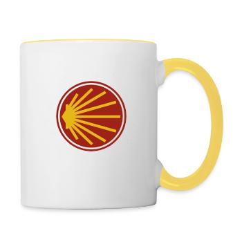 Buen Camino Santiago de Comostela - Jakobsweg - Tasse zweifarbig - Weiß/Gelb - Rechts