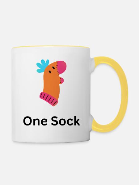 One Sock - Tasse zweifarbig - Weiß/Gelb