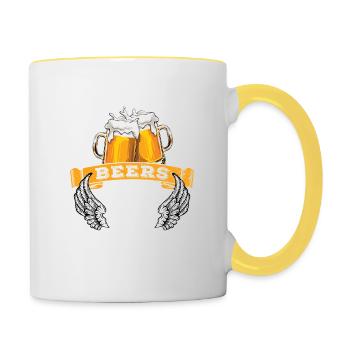 Élever vos bières à mes 60 ans - Geburtstag - Mug contrasté - blanc/jaune - Droite