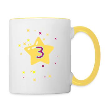 3 Jahre - Tasse zweifarbig - Weiß/Gelb - Rechts