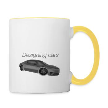 Conception de voitures - Mug contrasté - blanc/jaune - Droite